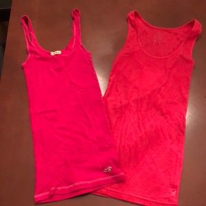 Lot of (2) fuscia pink tanks xs/s hollister/A/E